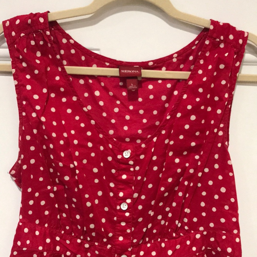 Red and white polka dot